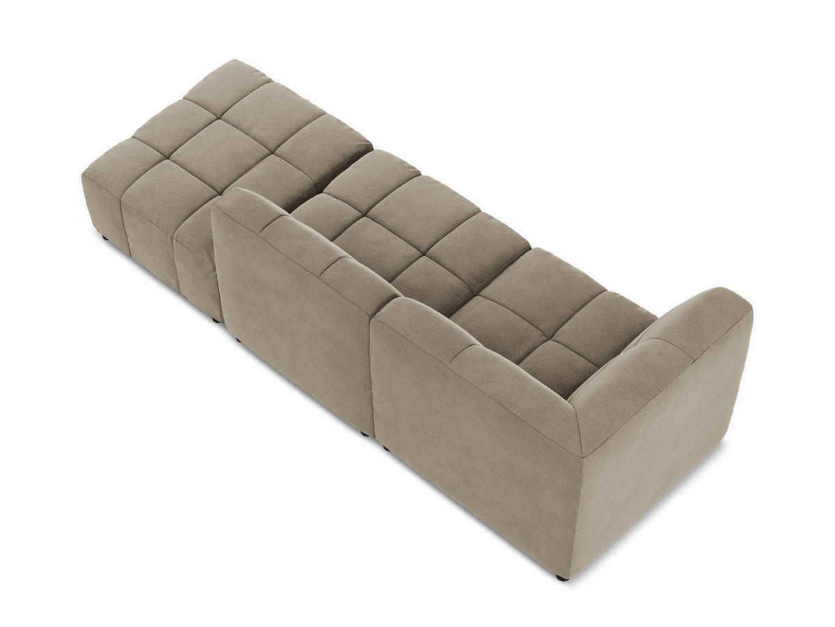 ECKSOFA Rechts Samt Stoff Beige - Beige/Schwarz, Holzwerkstoff/Kunststoff (240/90cm) - Makamii