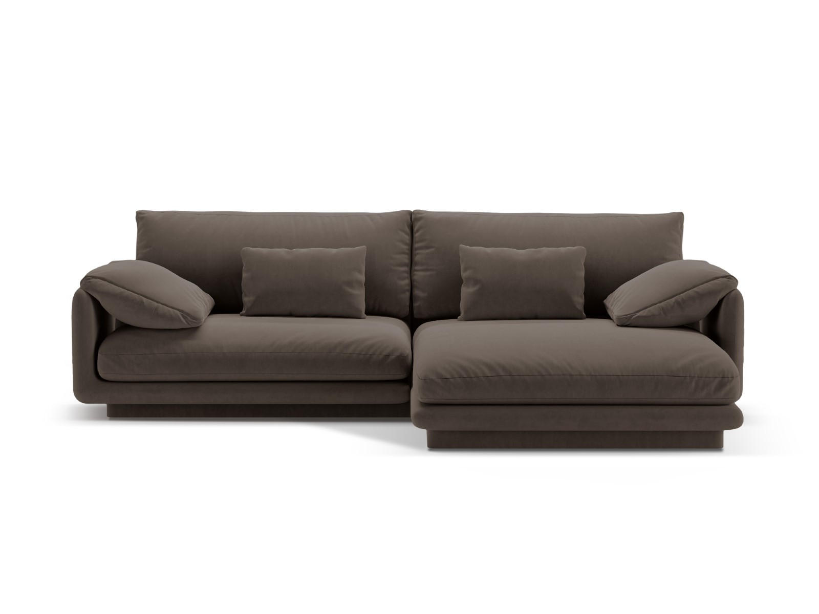 ECKSOFA rechts Torino aus Samt ebenholz 4 Sitzplätze - Graubraun, Textil (170/250cm) - Micadoni