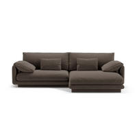 ECKSOFA rechts Torino aus Samt ebenholz 4 Sitzplätze - Graubraun, Textil (170/250cm) - Micadoni