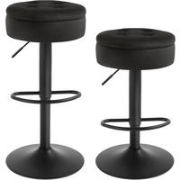 BARHOCKER 2er Set, drehbar, Samt, Schwarz - Schwarz, Textil/Metall (39/60.5/39cm) - Woltu