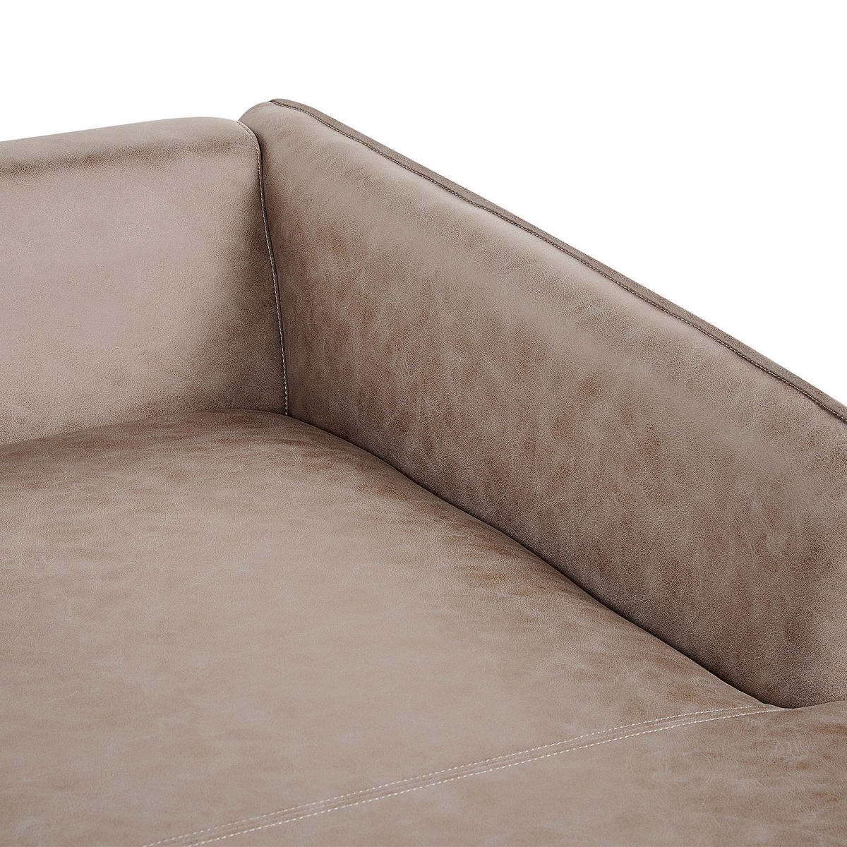 3-SITZER-ECKSOFA Kunstwildleder hellbraun rechtsseitig Gallo - Schwarz/Braun, Kunststoff/Textil (280/160cm) - Beliani