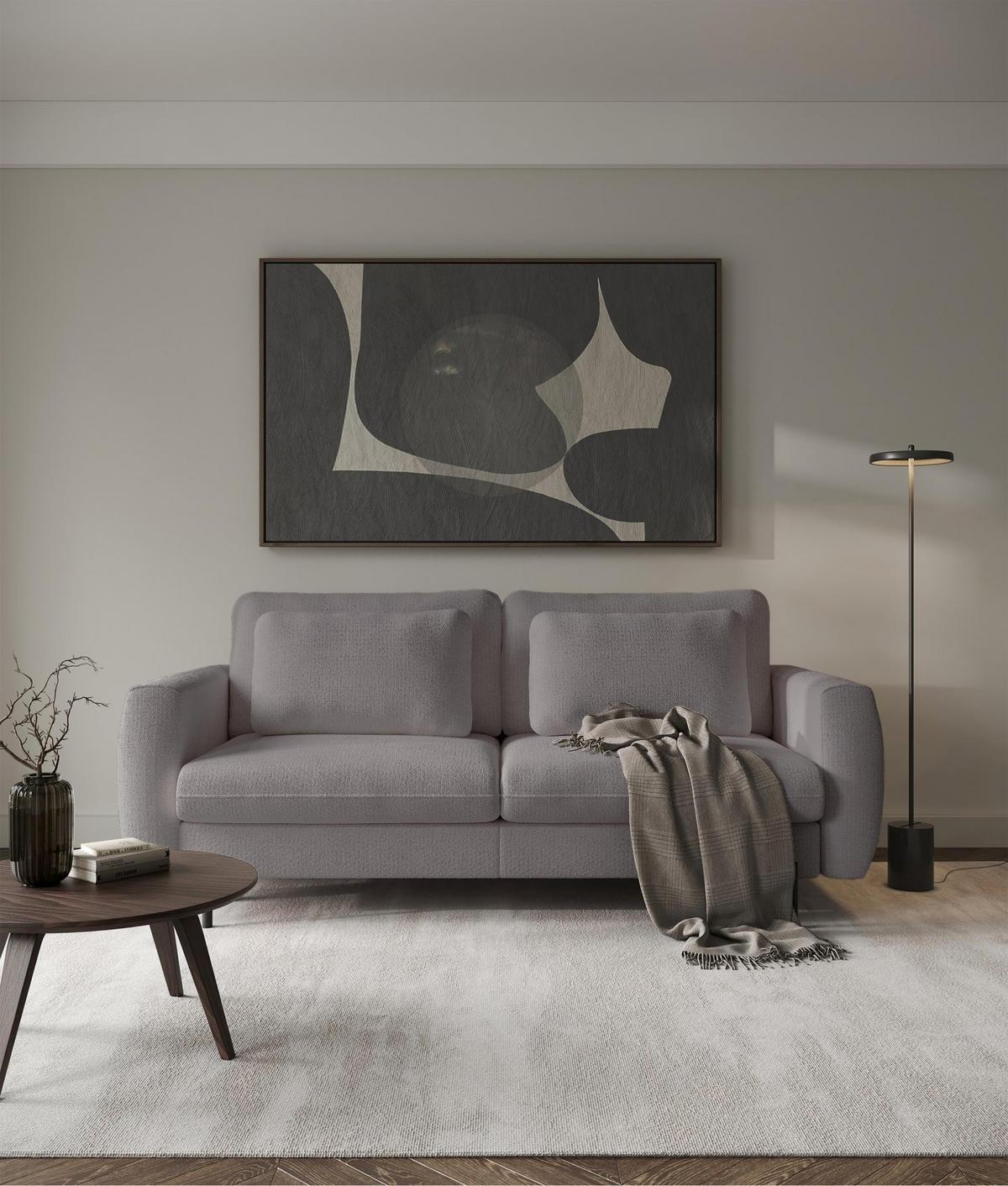 SOFA Rane greige mit Schlaffunktion - Taupe/Schwarz, Textil/Metall (236/90/102cm) - Selsey
