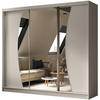 SCHWEBETÜRENSCHRANK Vox II 240/216/61 kaschmirmit Spiegel und Schubladen - Kaschmir, Holzwerkstoff (240/216/61cm) - Beautysofa