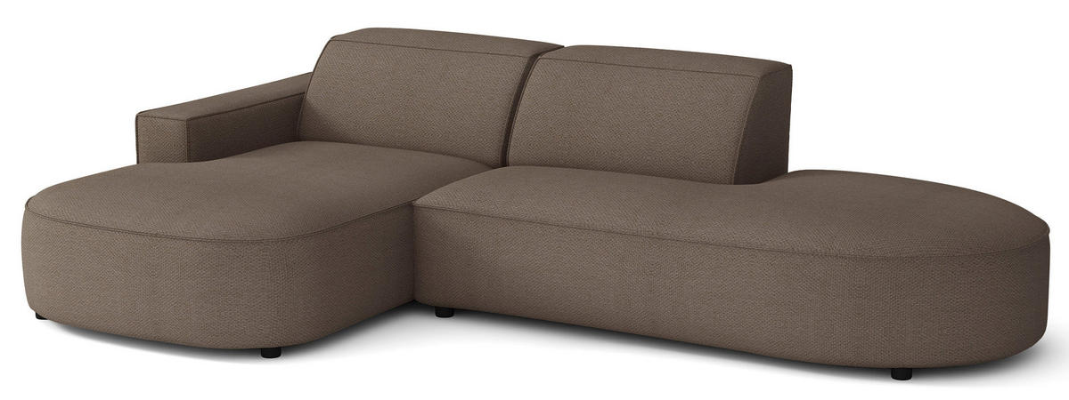 ECKSOFA Sallmo L-Form, 3-Sitzer, links 276 cm - Hellbraun/Schwarz, Kunststoff/Textil (276/166cm) - Selsey