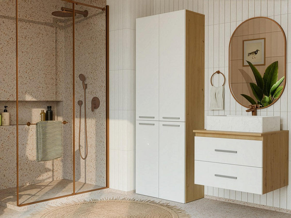 HOCHSCHRANK Benni - Beige, Holzwerkstoff (60/174/30cm) - kommodly
