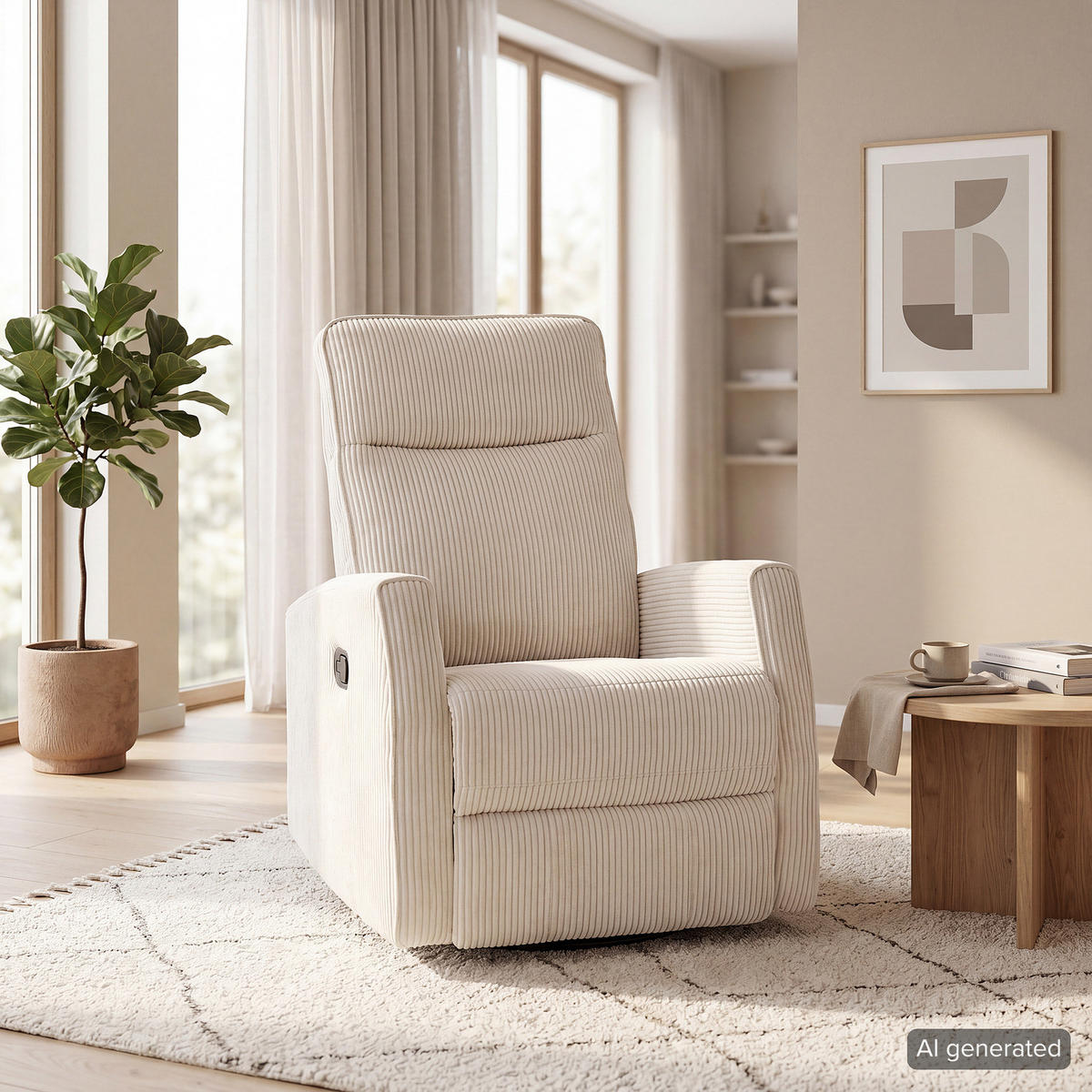 FERNSEHSESSEL - Creme/Schwarz, Kunststoff/Textil (76/105/92cm) - home24