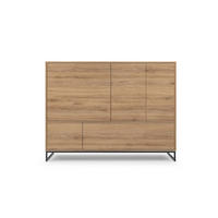 KOMMODE Genua Eiche, Schwarz Gestell, Geräumige Kommode - Schwarz/Braun, Holzwerkstoff (160/120/45cm) - Bettso