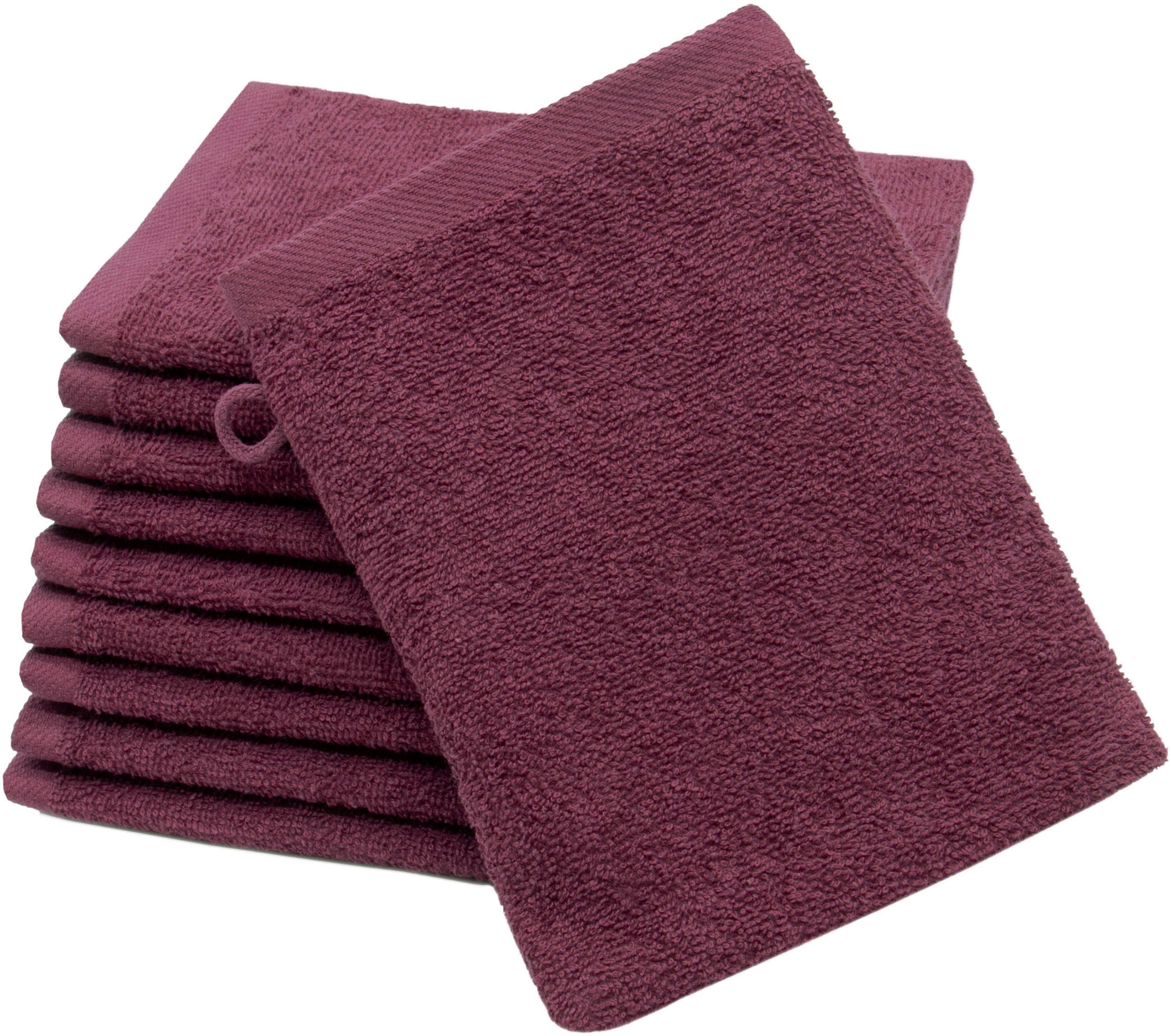WASCHHANDSCHUH, 10er-Set, 16x21 cm, 100% Baumwolle, Rot - Brombeere, Textil (16/21cm) - Zollner