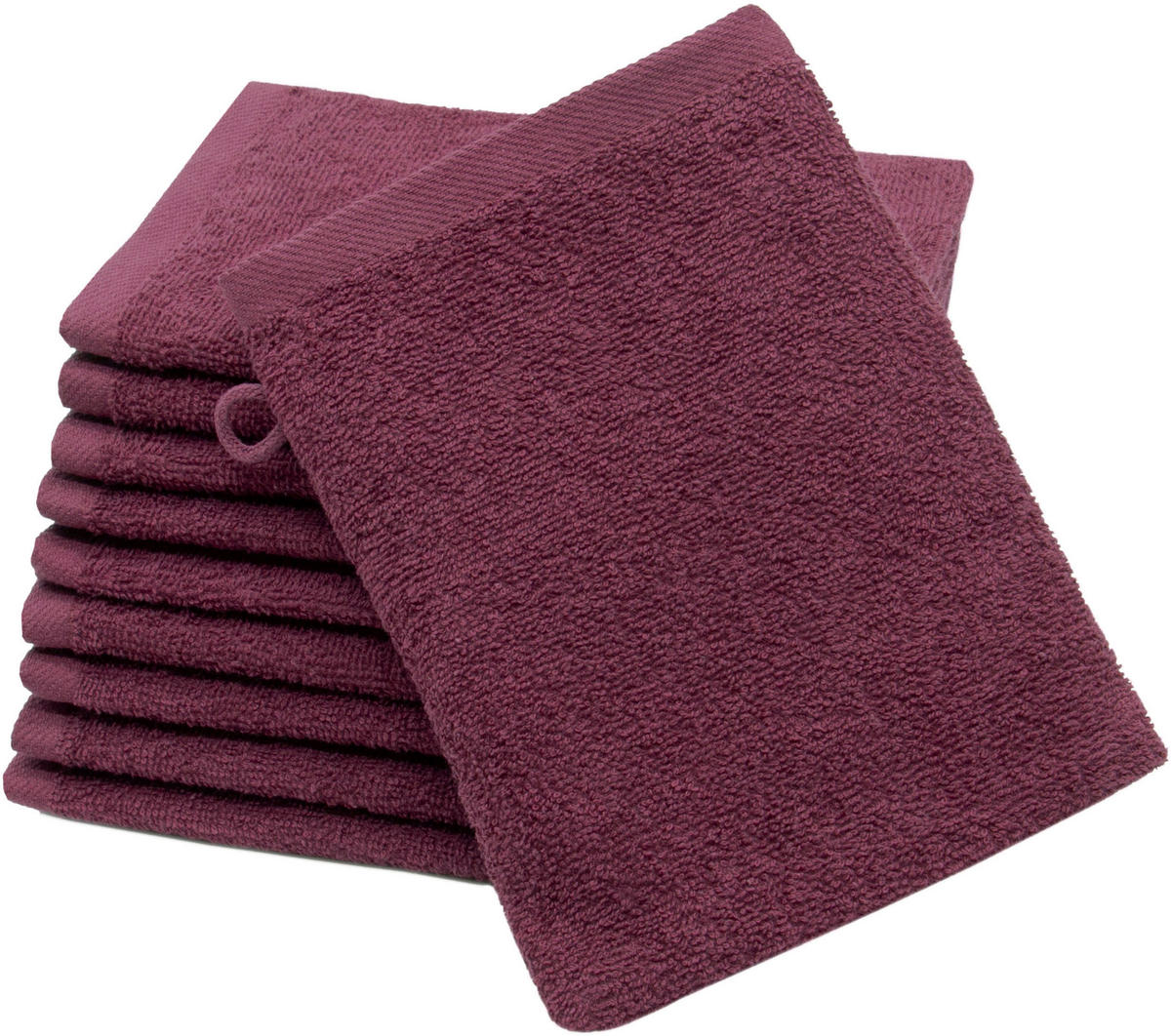 WASCHHANDSCHUH, 10er-Set, 16x21 cm, 100% Baumwolle, Rot - Brombeere, Textil (16/21cm) - Zollner