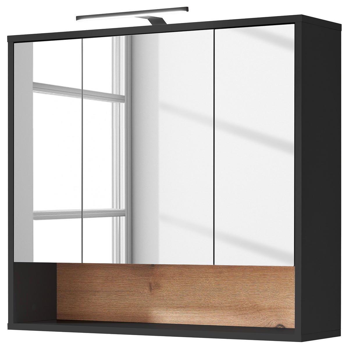 BELEUCHTETER SPIEGELSCHRANK - Anthrazit, Holzwerkstoff (80/72/21cm) - home24