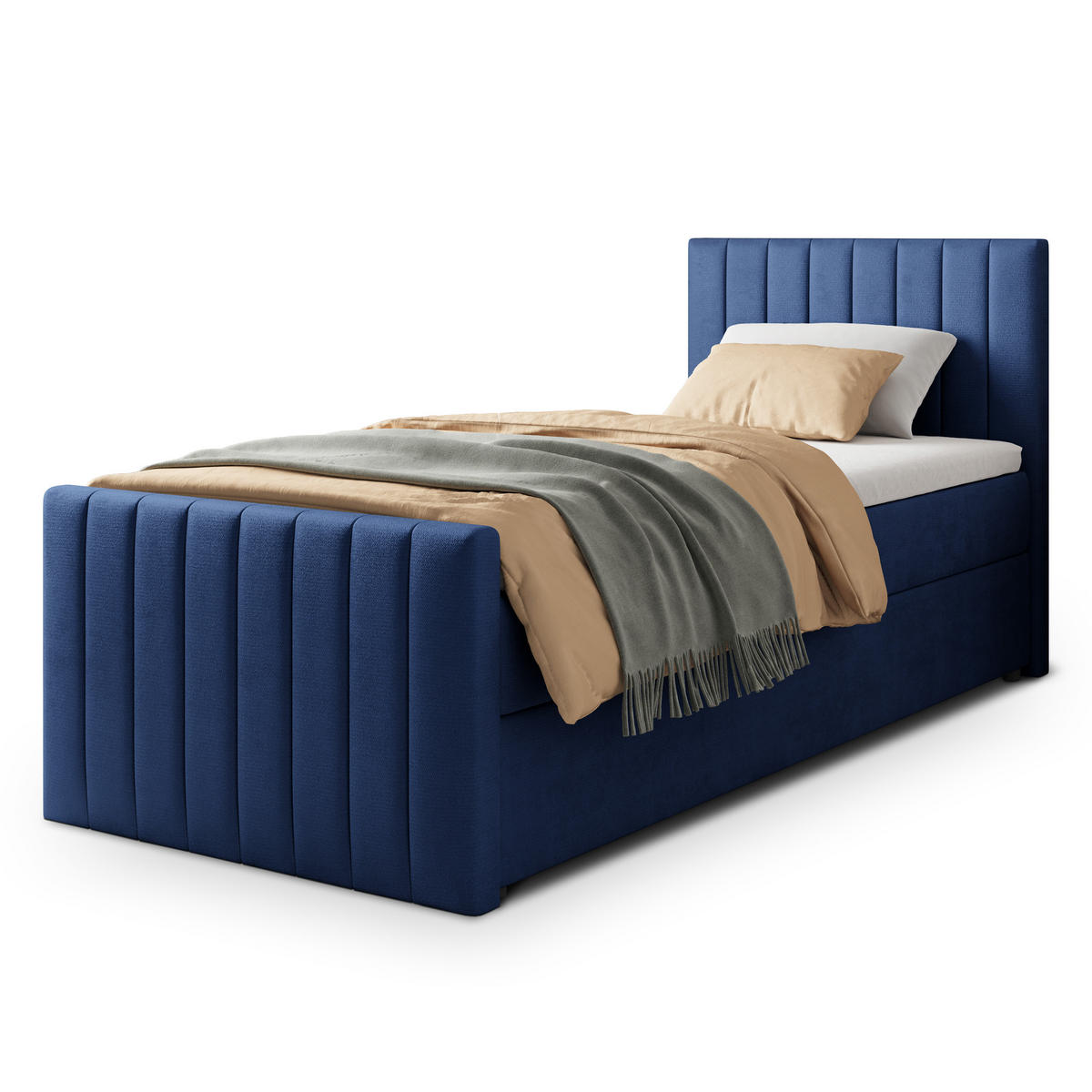 POSTEL BOXSPRING ARION 100x200 cm, s matrací a úložným prostorem, modrá - modrá, kompozitní dřevo/textil (100/200cm) - MASSENO