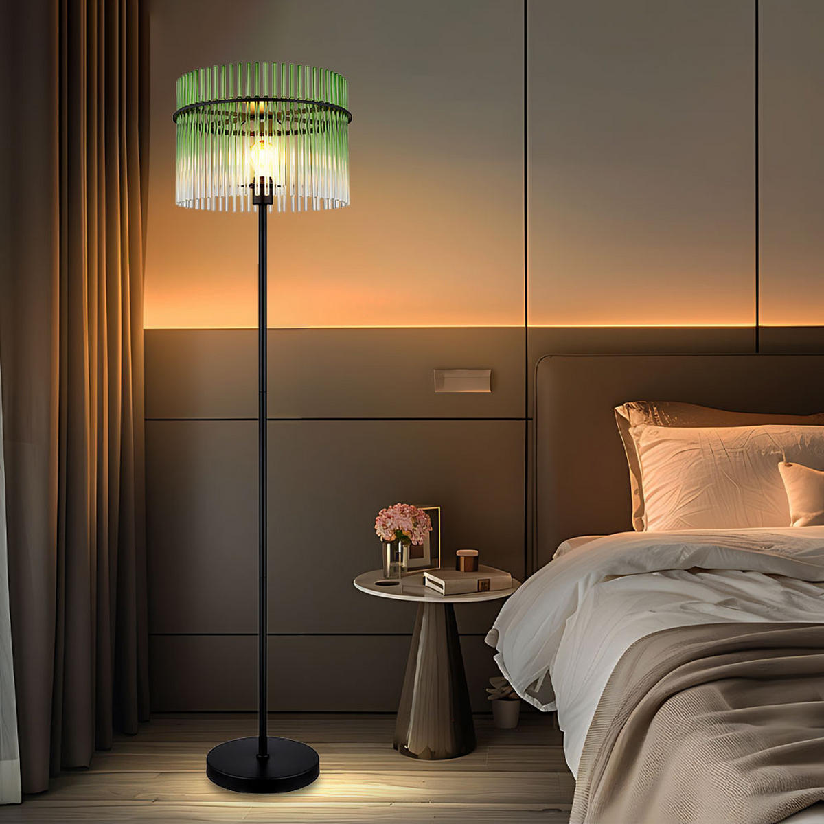 LED STEHLEUCHTE GORLEY Grün - Grün, Glas (38/38/152cm) - Globo Lighting