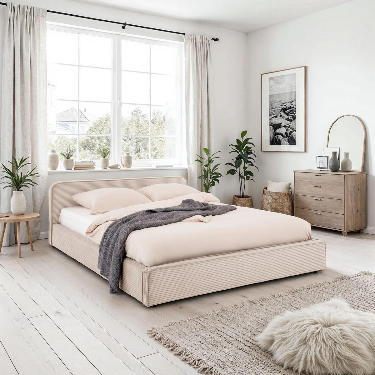 POLSTERBETT CURSIO 140x200 cm beige - Beige, Textil (140/200cm) - IDIMEX