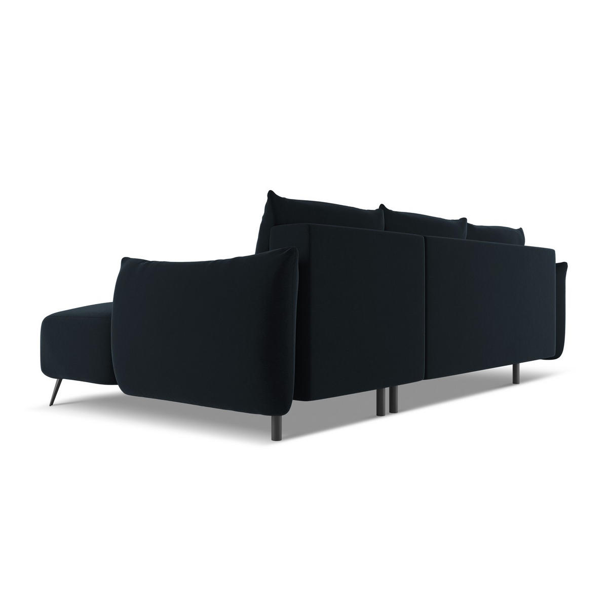 ECKSOFA mit Schlaffunktion Samt Stoff Blau - Blau/Schwarz, Textil/Metall (242/162cm) - Makamii