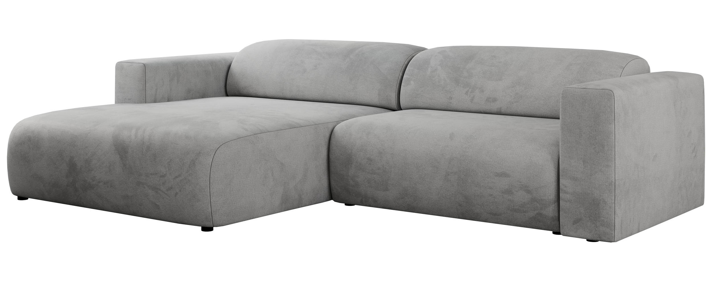 ECKSOFA PASADENA Hellgrau Velvet - Links Seite - Hellgrau/Schwarz, Kunststoff/Textil (288/180cm) - MKS
