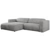 ECKSOFA PASADENA Hellgrau Velvet - Links Seite - Hellgrau/Schwarz, Kunststoff/Textil (288/180cm) - MKS