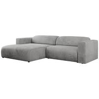 ECKSOFA PASADENA Hellgrau Velvet - Links Seite - Hellgrau/Schwarz, Kunststoff/Textil (288/180cm) - MKS