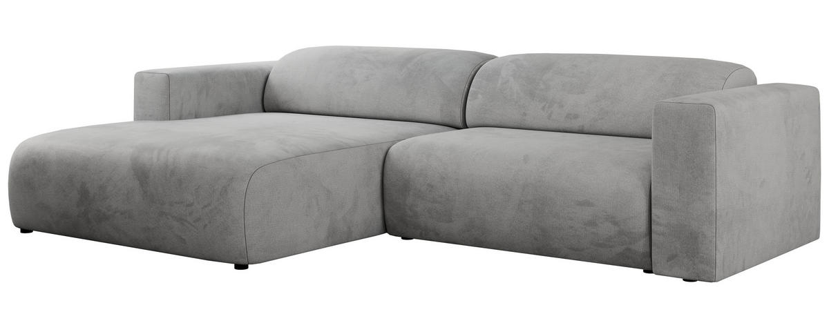 ECKSOFA PASADENA Hellgrau Velvet - Links Seite - Hellgrau/Schwarz, Kunststoff/Textil (288/180cm) - MKS