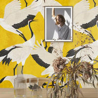 TAPETE Reiher aus echtem Papier, 200x280cm, 8 Bögen - Goldfarben, Papier (200/280cm) - WALLPAPERS4BEGINNERS