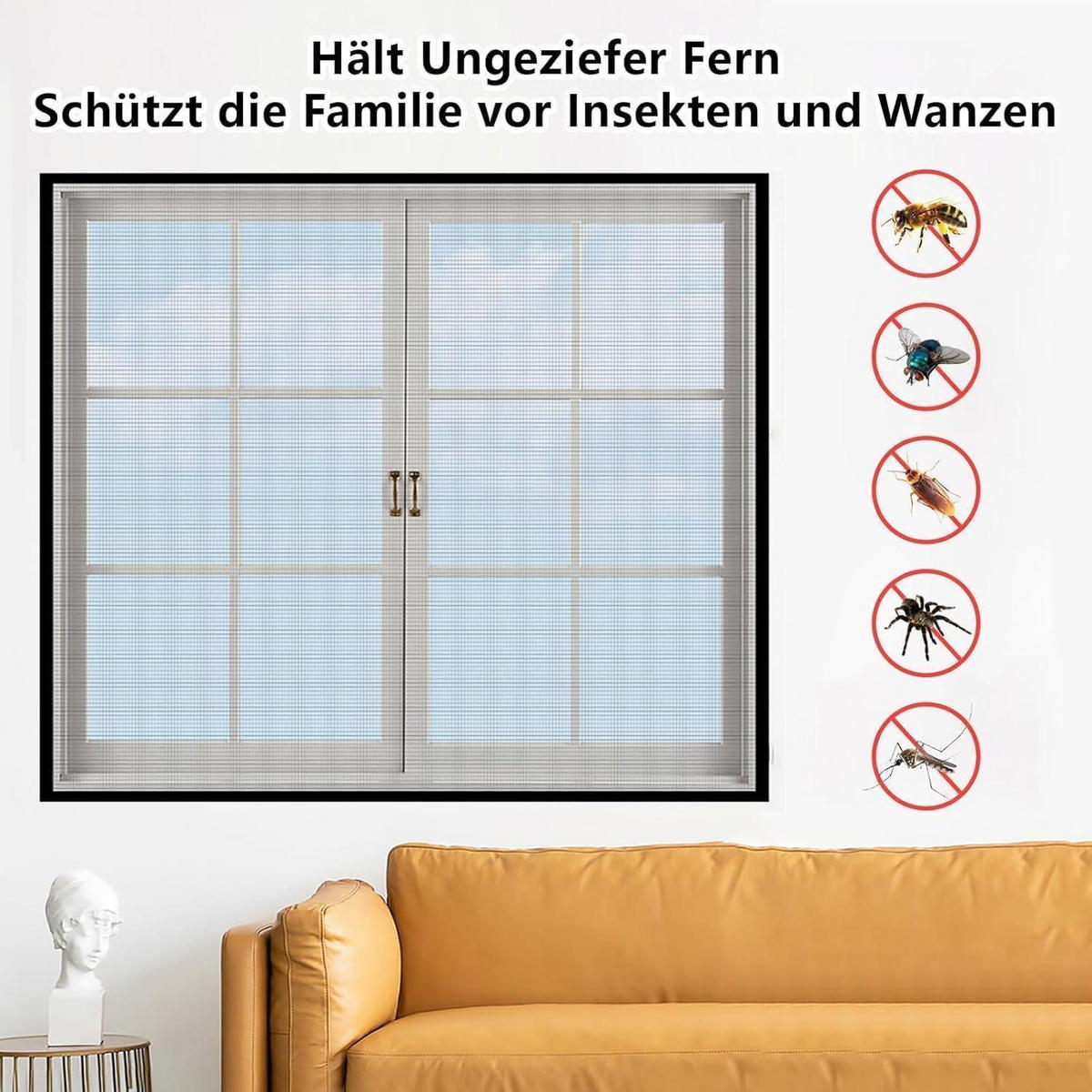 FLIEGENGITTER Meterware 270 x 150 cm Fiberglas UV-beständig - Schwarz, Kunststoff (150/1/270cm)