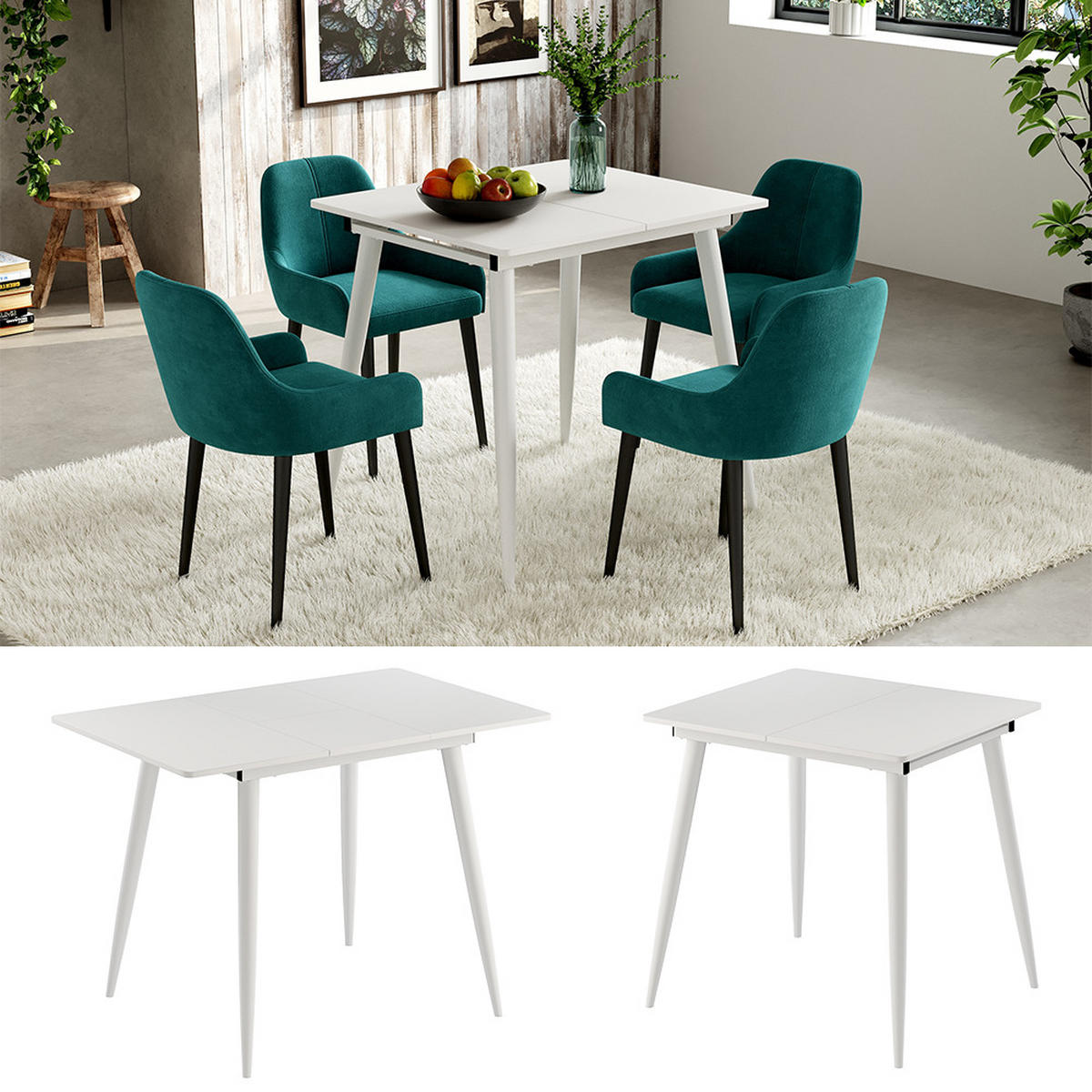 JÍDELNÍ STŮL Beaver Bílá - bílá, kompozitní dřevo (70/80/75cm) - Vicco