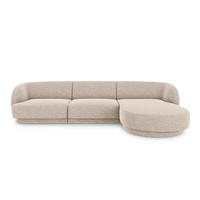 ECKSOFA rechts Miley aus Chenille-Stoff beige 4 Sitzplätze - Beige, Textil (156/255cm) - Micadoni