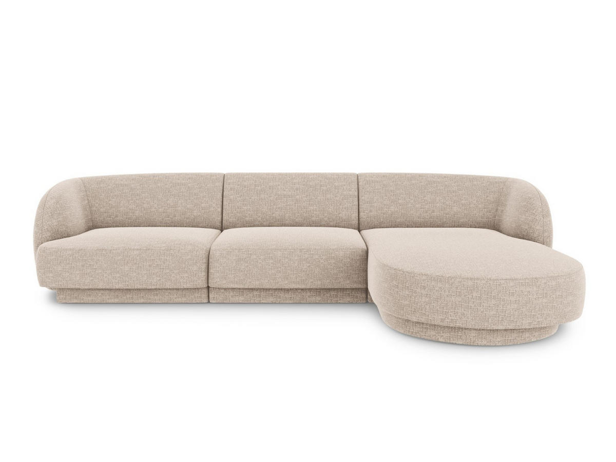 ECKSOFA rechts Miley aus Chenille-Stoff beige 4 Sitzplätze - Beige, Textil (156/255cm) - Micadoni