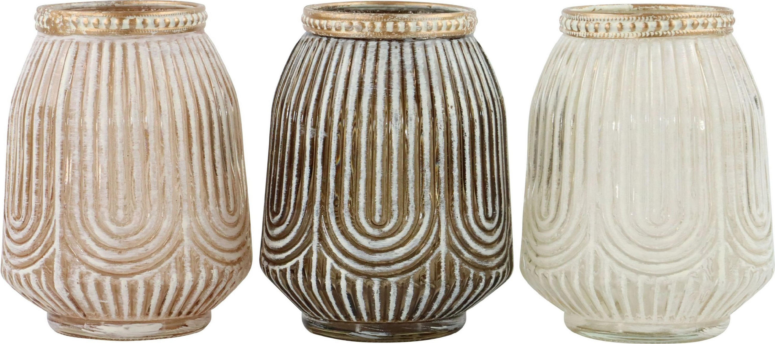 VASEN Set Fès naturfarbarben 3-tlg. - Naturfarben, Glas (11.5cm) - FURNARO