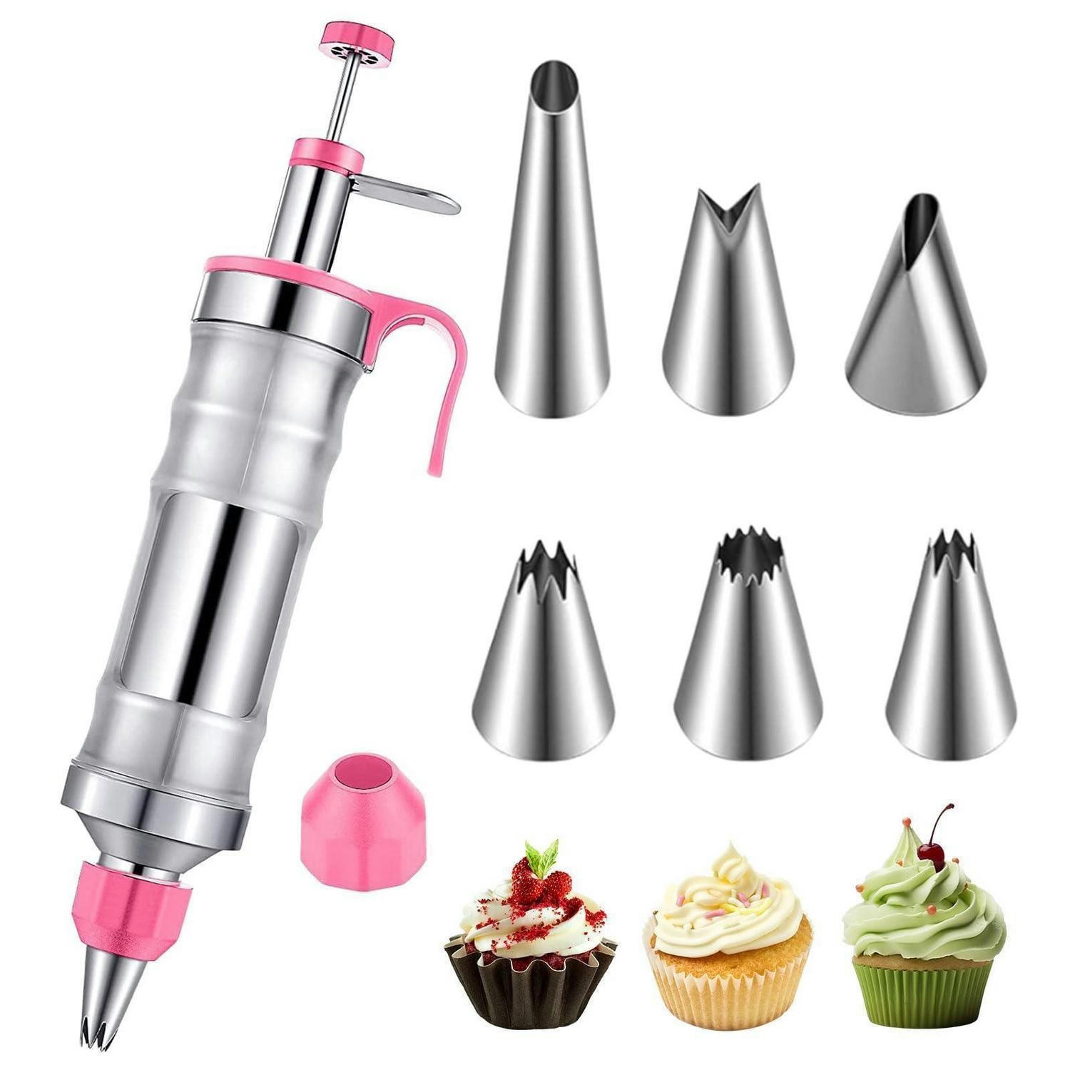 GARNIERSPRITZE Edelstahl mit 6 Spritztüllen Rosa - Rosa, Kunststoff (8.5/6/28cm)