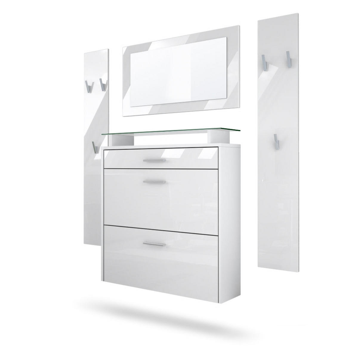 GARDEROBE Malea Front in Weiß Hochglanz - Weiß Hochglanz, Holzwerkstoff (180/180/23cm) - Vladon