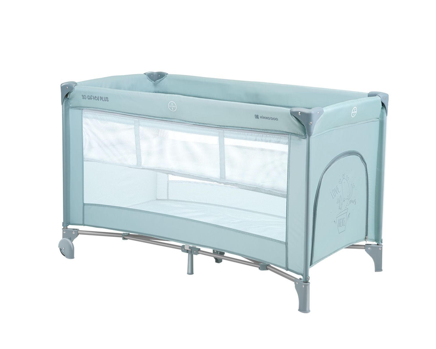 REISEBETT So Gifted Plus grün zwei Ebenen, Spielbogen, Wickelauflage, Räder - Grün, Kunststoff (60/120cm) - Kikka boo