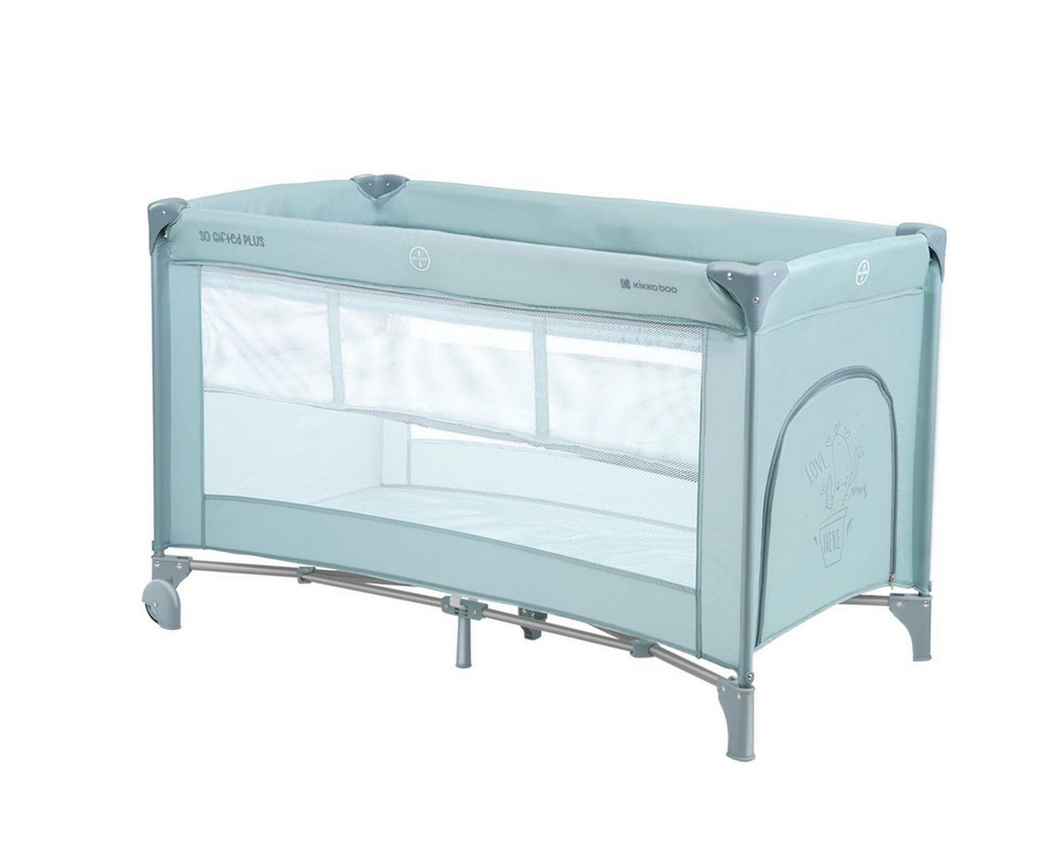 REISEBETT So Gifted Plus grün zwei Ebenen, Spielbogen, Wickelauflage, Räder - Grün, Kunststoff (60/120cm) - Kikka boo