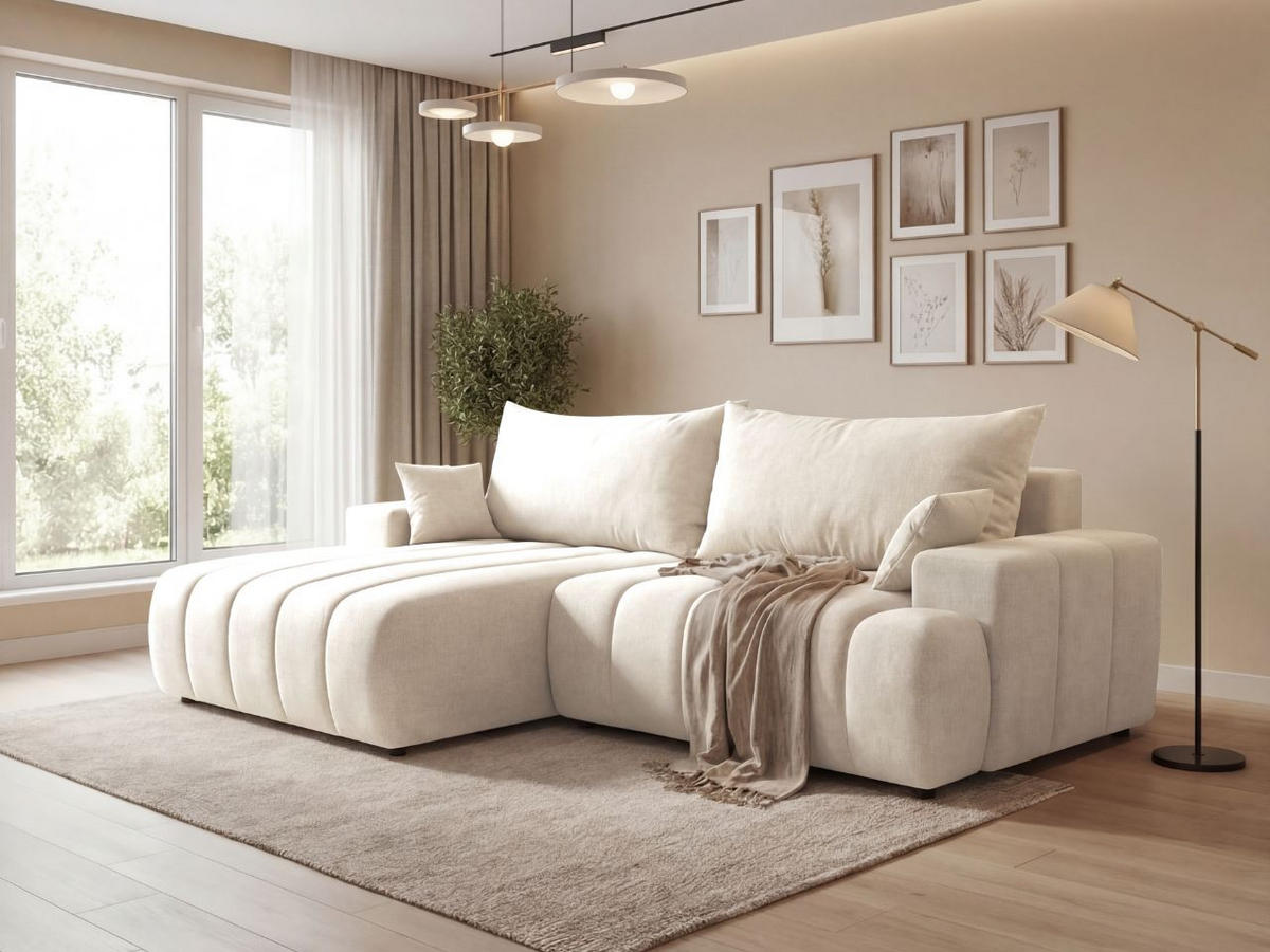 ECKSOFA Caleo Creme Links - Creme, Holz/Textil (270/170cm) - Graingold