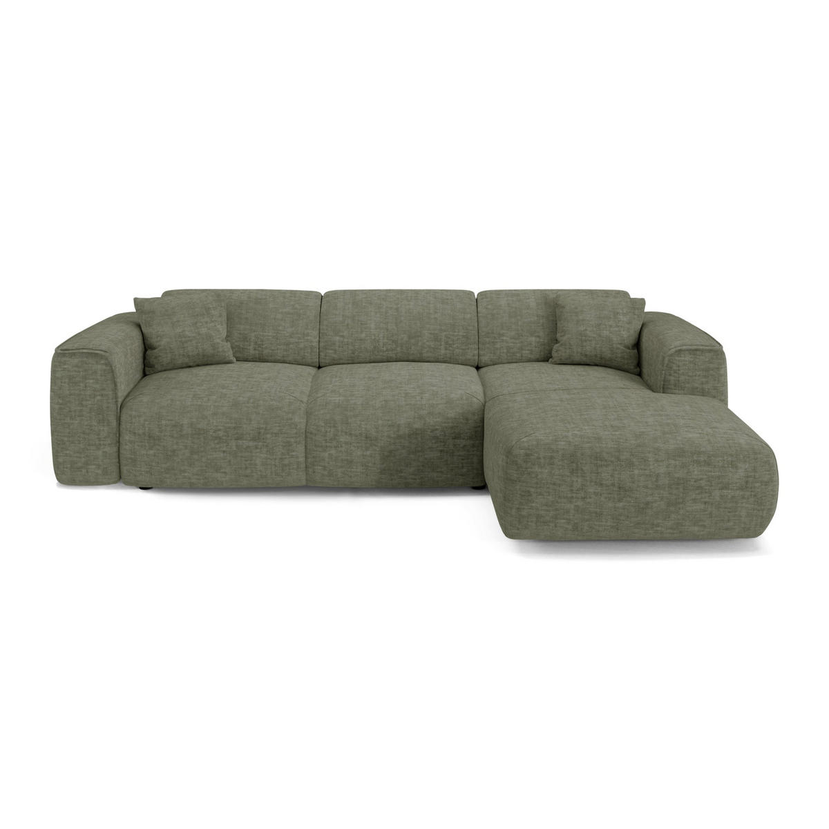ECKSCHLAFSOFA Texturierter Samt Salbeigrün 283cm - Grün, Textil (283/180cm) - Sia Home