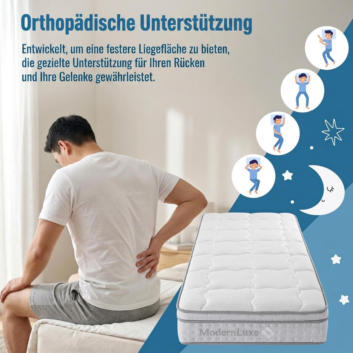 TASCHENFEDERKERNMATRATZE 90/200 cm Weiß H3, 25cm Hohe Kaltschaum Hybrid-Matratze - Weiß, Textil (90/200cm) - Oxeza