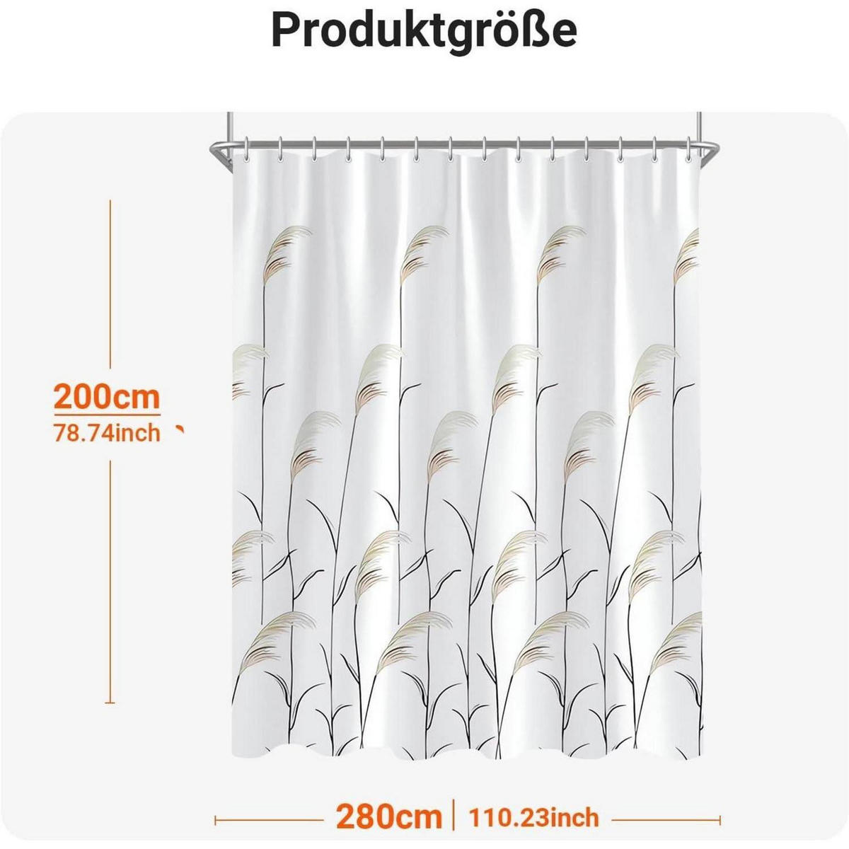 DUSCHVORHANG Weizenohr 280 x 200 cm - Multicolor, Textil (280/200cm)