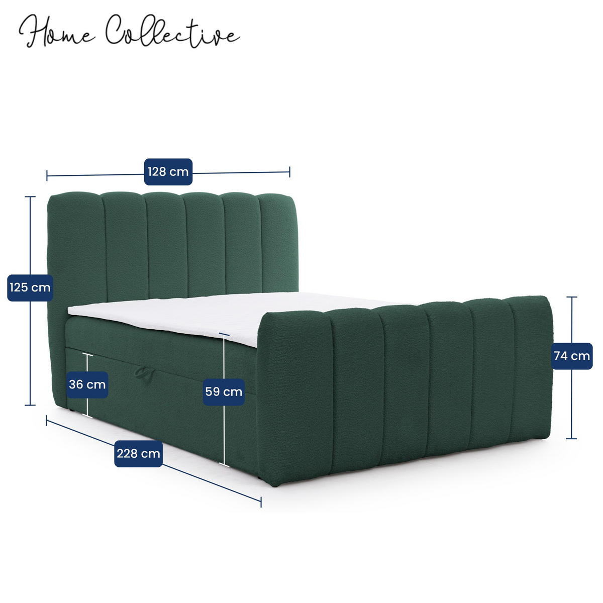 BOXBETT mit Topper und Stauraum 120x200 cm in Grün - Grün, Textil (120/200cm) - Home Collective
