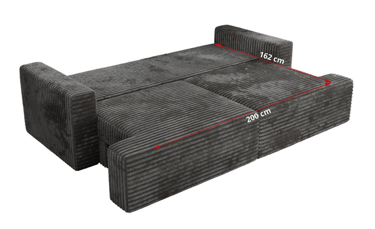 4-SITZER SOFA VIRELLA Dunkelgrau Cord - Dunkelgrau/Schwarz, Textil (240/88/115cm) - MKS