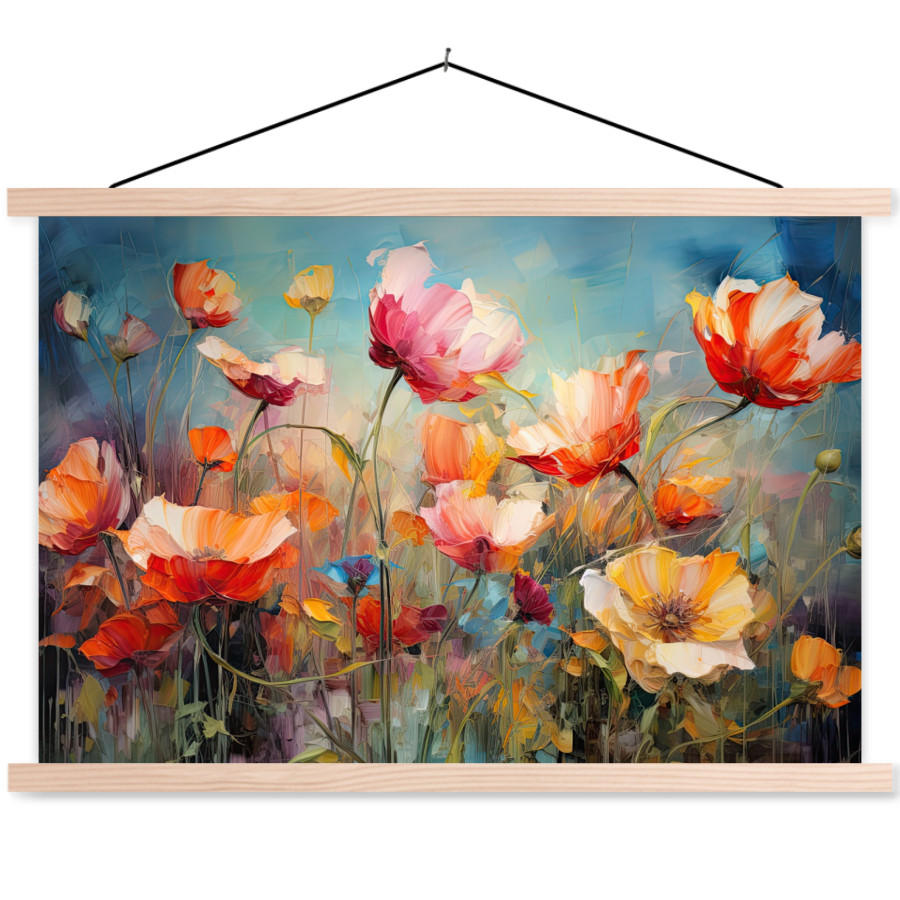 POSTER Blumen - Aquarell - Kunst - Botanisch - Natur 120x80 cm - Orange, Textil (120/80/0.15cm) - MuchoWow