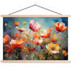 POSTER Blumen - Aquarell - Kunst - Botanisch - Natur 120x80 cm - Orange, Textil (120/80/0.15cm) - MuchoWow