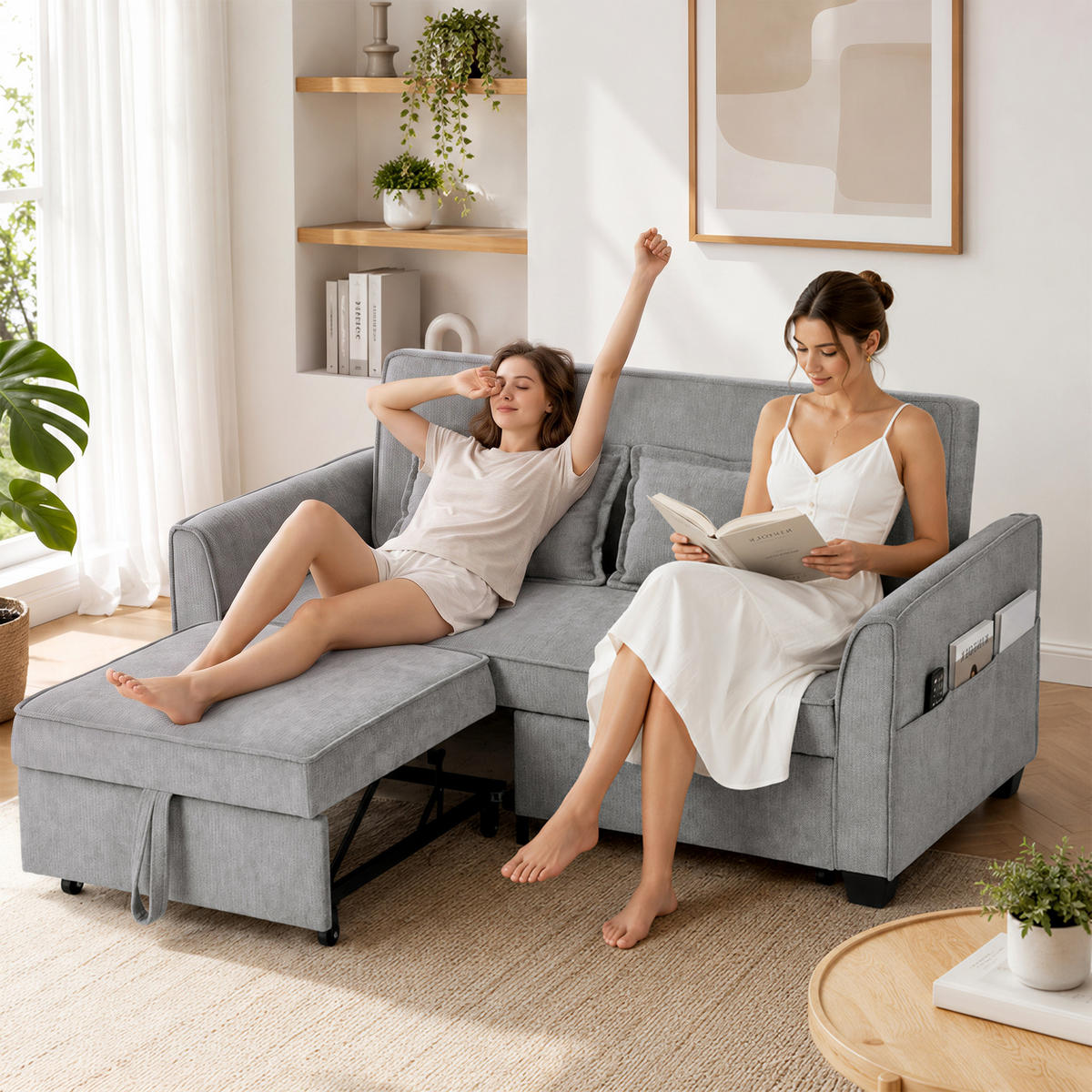 2-SITZER Schlafsofa Grau 167.0/89.0/85.0 cm - Grau, Textil (89/85/167cm)