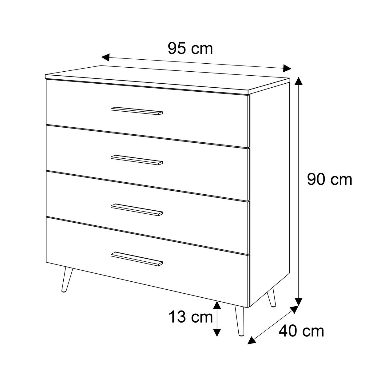 KOMMODE AURA KASCHMIR 4S mit Schubladen Silberne Beine - Kaschmir/Silberfarben, Holzwerkstoff (95/90/40cm) - Lookway