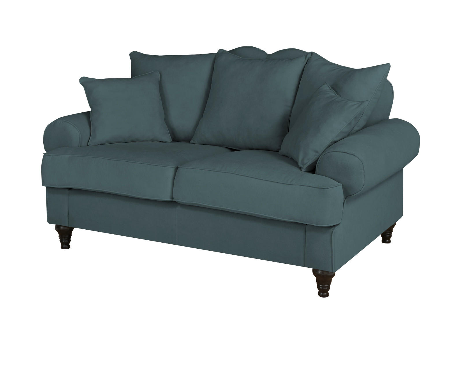 SOFA blaugrün Landhaus, Couch 2-Sitzer 170 cm - Dunkelgrün, Holz/Textil (170/95/100cm) - Furn.Design