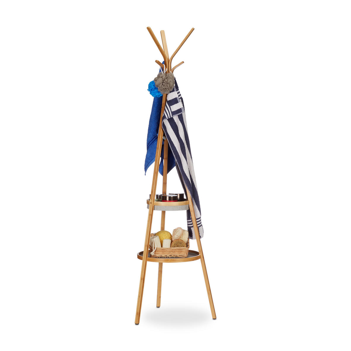 GARDEROBE - Hellbraun, Holz/Textil (50/171/50cm) - Relaxdays