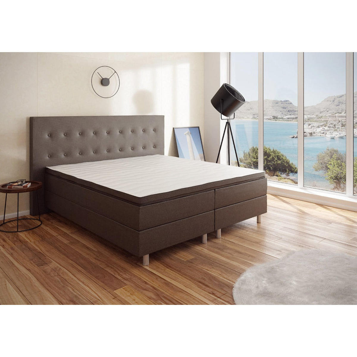 BOXBETT RIO Barcelona 5-Zonen mit Visco Topper H3 First Class Bett in verschiedenen Farben und Größen - Dunkelbraun, Holz/Holzwerkstoff (160/200cm) - Best For Home