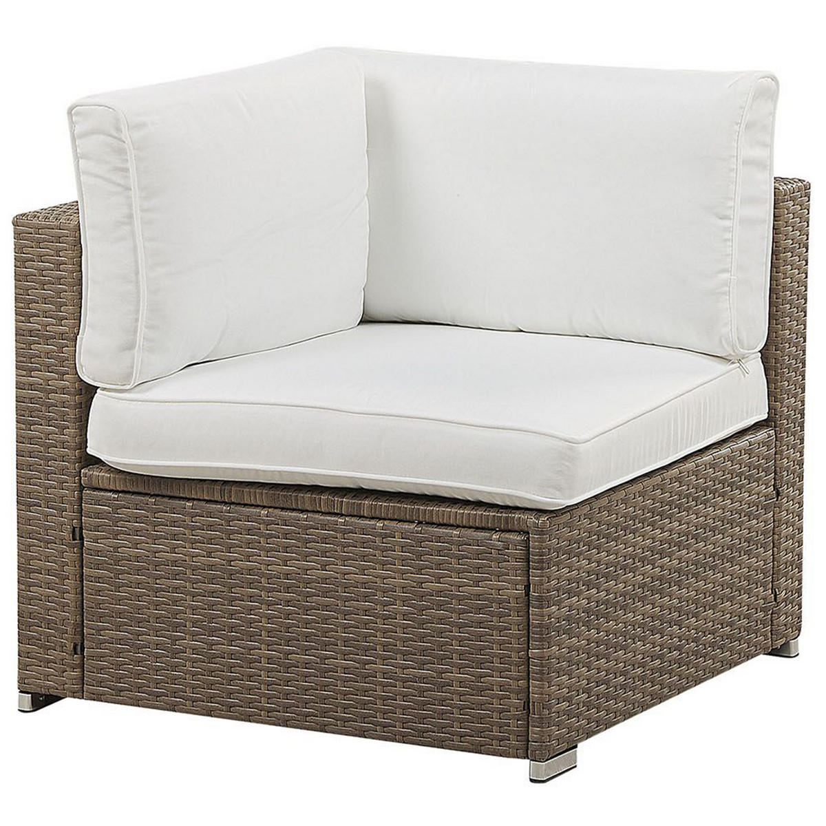 LOUNGE SET 6-Sitzer modular Braun Auflagen weiß Belvedere - Braun/Weiß, Kunststoff - Beliani