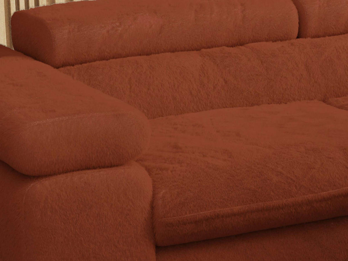 ECKSOFA PEDRO L Orange Plüsch - Rechts Seite - Schwarz/Orange, Textil/Metall (273/208cm) - MKS