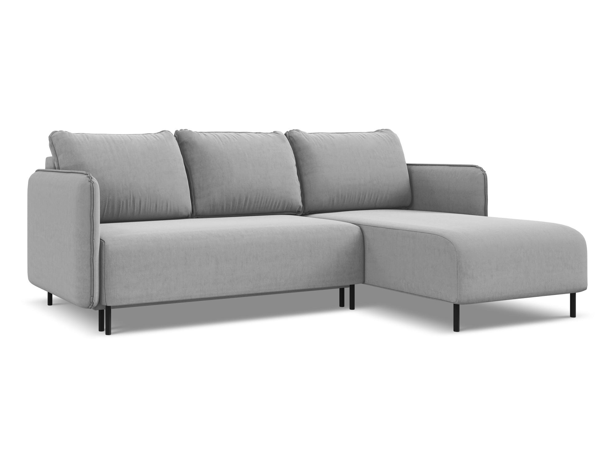 ECKSOFA mit Schlaffunktion Samt Stoff Grau - Schwarz/Grau, Holz/Textil (236/162cm) - Makamii