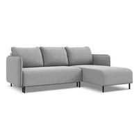 ECKSOFA mit Schlaffunktion Samt Stoff Grau - Schwarz/Grau, Holz/Textil (236/162cm) - Makamii
