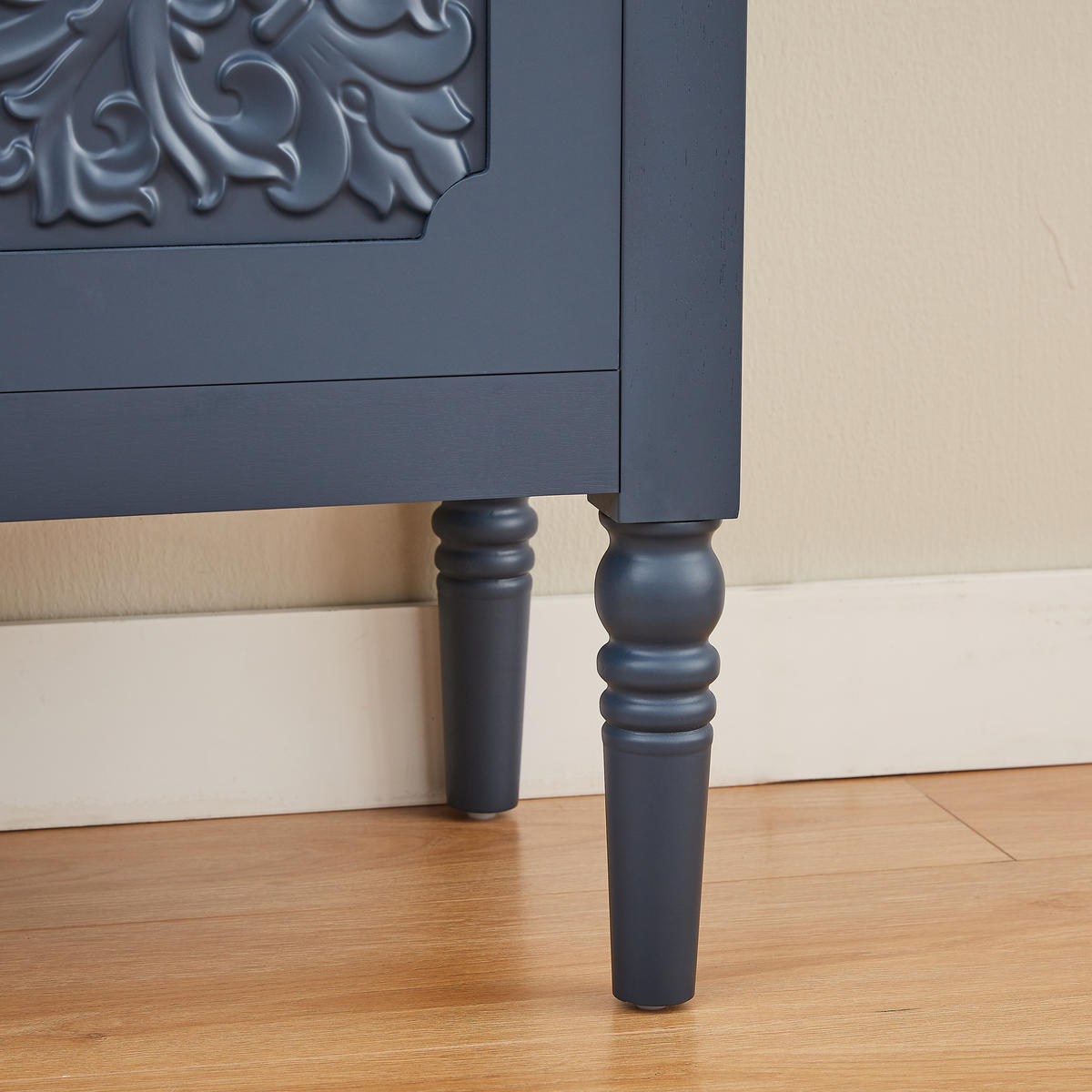 SIDEBOARD DE-38847 160/40/89 cm antike Relief-Schnitzereien Marineblau - Blau, Holzwerkstoff (160/89/40cm) - ComfortXL